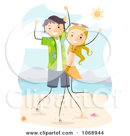 Clipart Stick Couple Dancing On The Beach - Royalty Free ...