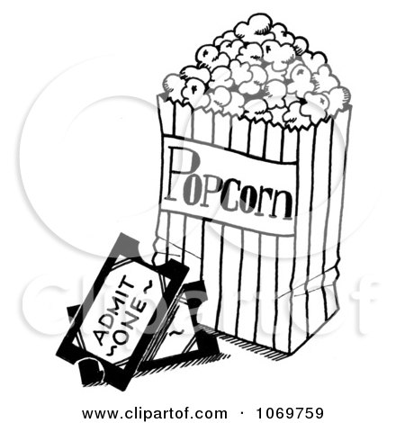 Movie Theater Schedule on Clipart Movie Tickets And Popcorn Sketch   Royalty Free Illustration