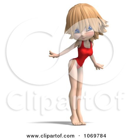 Funny Images Women on Clipart 3d Blond Lifeguard Woman Posing   Royalty Free Cgi
