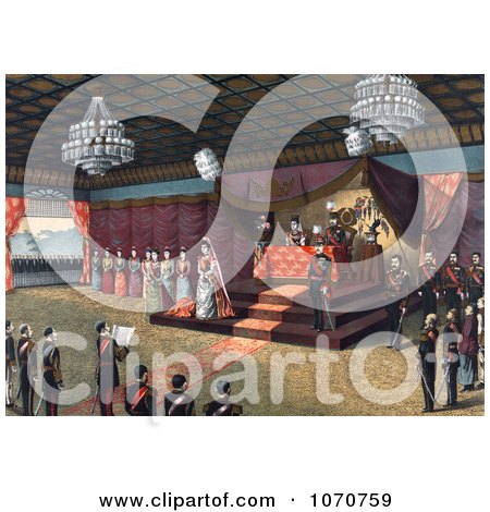Royalty Free Historical Illustration of The Wedding Receiption Of Crown 