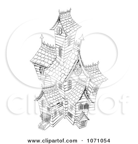 House Design Software Free on Clipart Black And White Sketched Haunted House   Royalty Free Vector