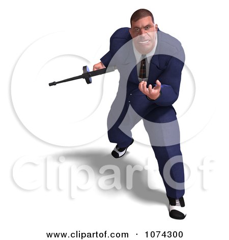 Clipart 3d Mafia Gangster With A Tommy Gun 2 Royalty Free CGI Illustration