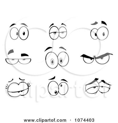  Vector Free on White Expressional Eyes   Royalty Free Vector Illustration By Hit Toon