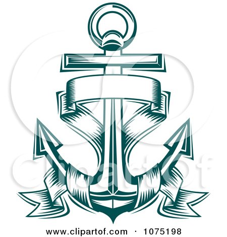 Logo Design Banners on Clipart Teal Nautical Anchor And Banner Logo   Royalty Free Vector