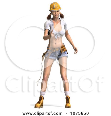 Construction Girls Calendar on Clipart 3d Pinup Construction Worker Woman Holding A Thumb Up