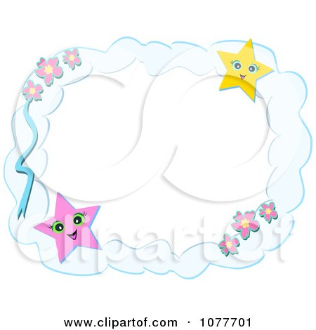 Cloud Frame With Flowers And Stars
