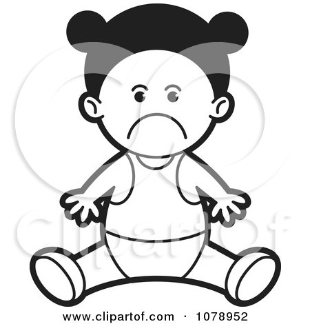 baby girl images free. Clipart Black And White Sad Baby Girl - Royalty Free Vector Illustration by 