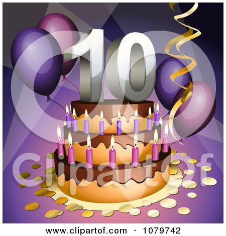  Birthday Party on Clipart 3d 10th Birthday Or Anniversary Party Cake   Royalty Free