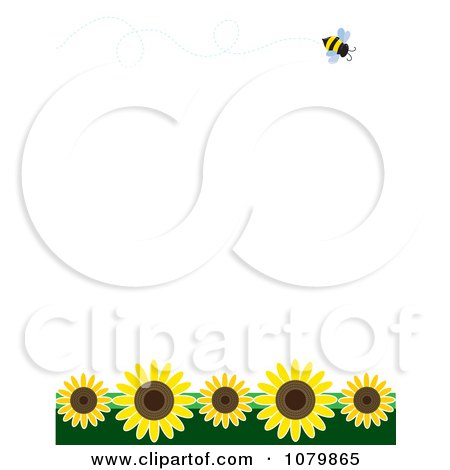 Free Vector on Bee And Sunflowers On White Royalty Free Vector Illustration Jpg