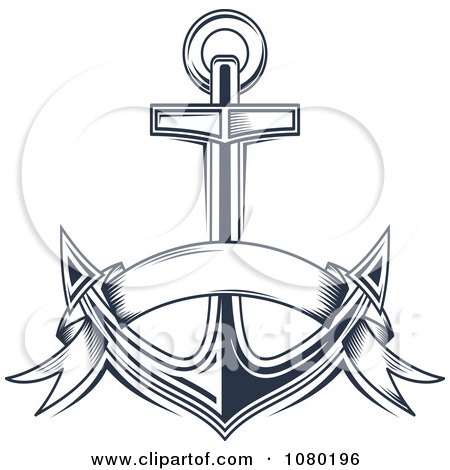 Tattoo Designs on Clipart Navy Blue Banner And Anchor   Royalty Free Vector Illustration