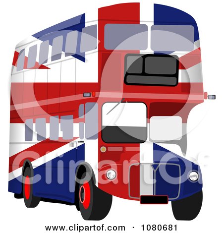 Printposter on Poster  Art Print  British Flag Double Decker Bus By Prawny