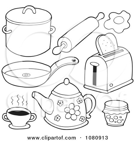 Kitchen Signs on Clipart Outlined Kitchen Items   Royalty Free Vector Illustration By