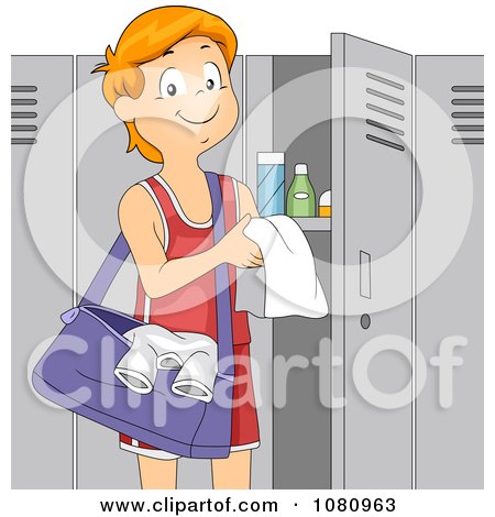 Teen Boy Athlete Standing By His Gym Locker by BNP Design Studio