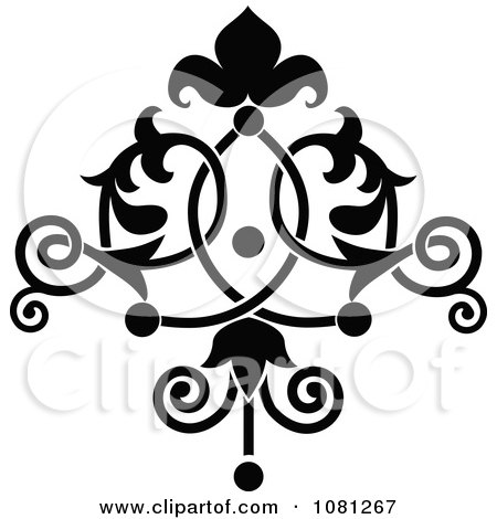 Black And White Ornate Floral Tattoo Design Element 1