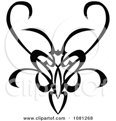 Clipart Black And White Tribal Swirl Butterfly Tattoo Design Element