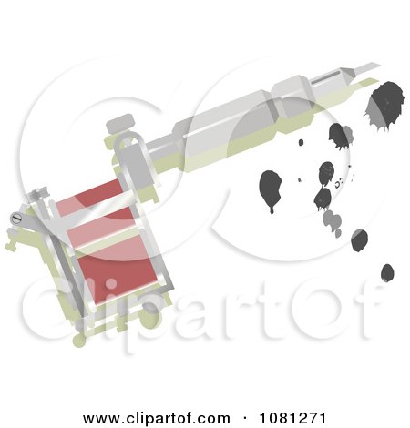 Clipart Silver Tattoo Gun With Ink Royalty Free Vector Illustration by Geo