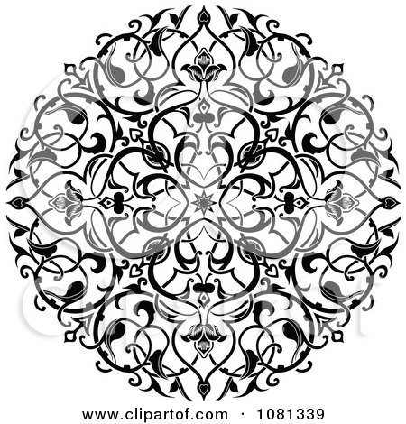 Clipart Black And White Ornate Floral Circle Tattoo Design Element