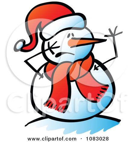 Clipart Expressive Snowman With A Scared Face Royalty Free Vector 
