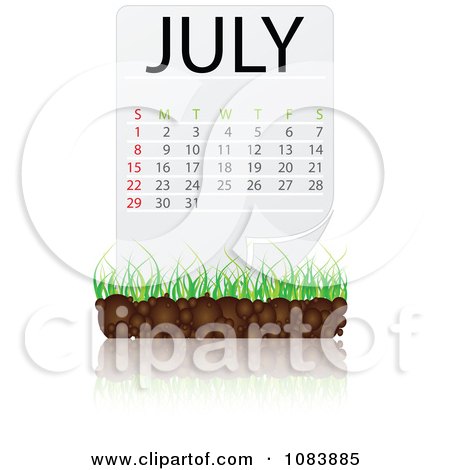 Free Vector Illustration on July Calendar With Soil And Grass   Royalty Free Vector Illustration