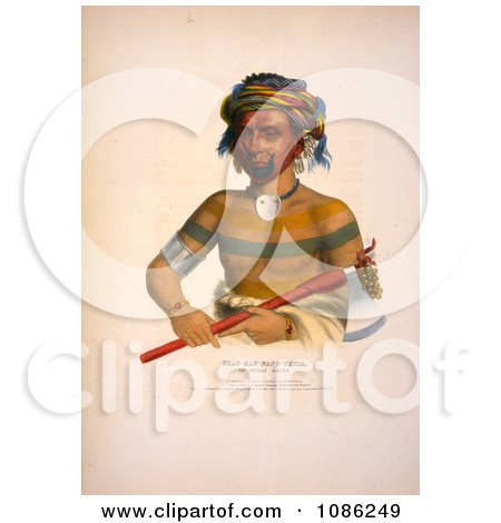 Free historical stock illustration of an Ioway Native American Indian chief