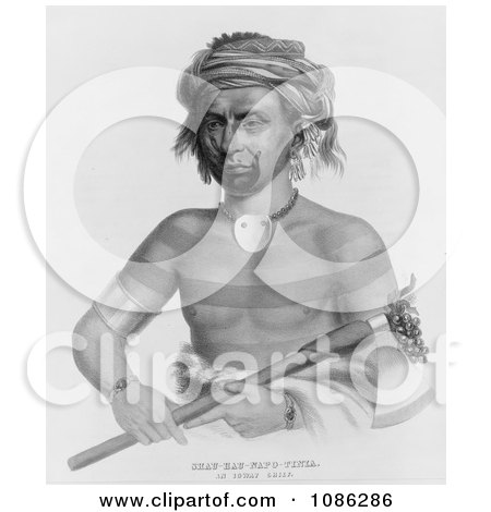 Free historical stock illustration of an Ioway Native American Indian chief 