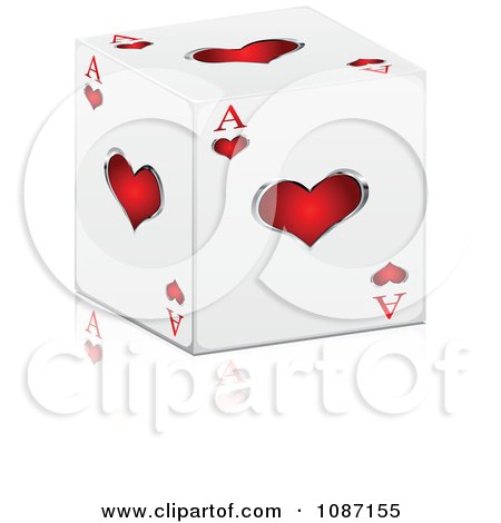 3d Ace Of Hearts Cube With A