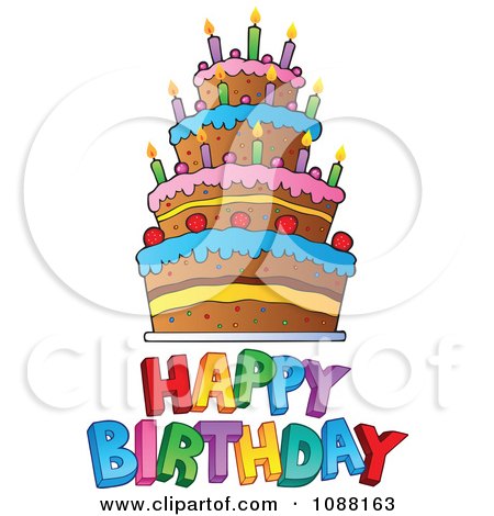 Funny Birthday Cake on Clipart Happy Birthday Greeting And Cake   Royalty Free Vector