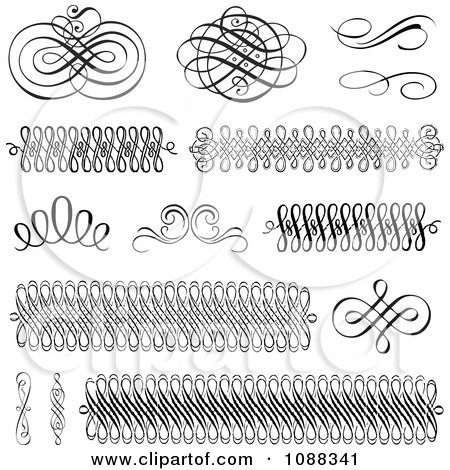 Black And White Vintage Swirl Rules Borders And Scrolls by BestVector