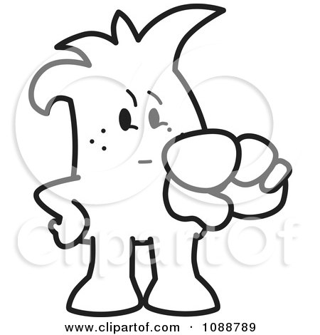 Clipart Suspicious Squiggle Guy Pointing Royalty Free Vector Illustration 
