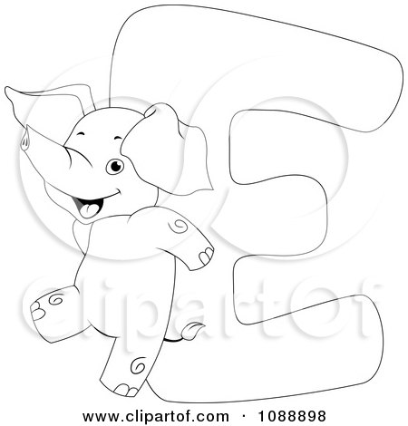Elephant Coloring Sheets on Clipart Outlined E Is For Elephant Coloring Page   Royalty Free Vector