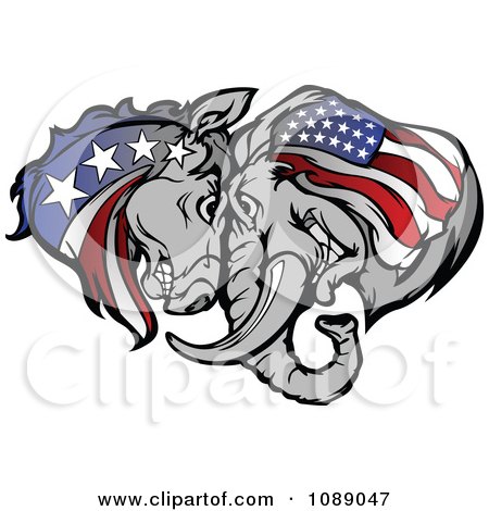 Logo Design Love on Clipart Republican And Democratic Donkey And Elephant Butting Heads