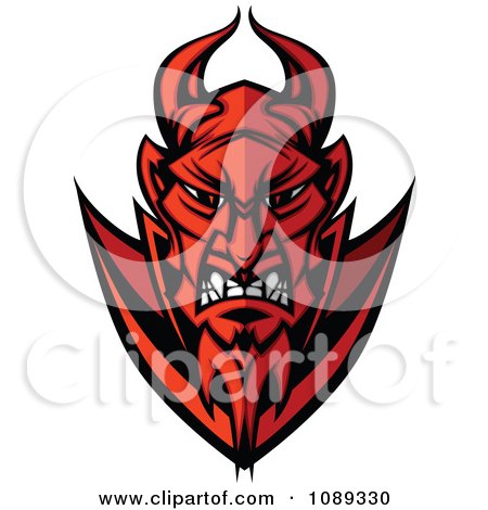 Royalty Free Vector Clip  on Clipart Mad Devil Mascot Face   Royalty Free Vector Illustration By