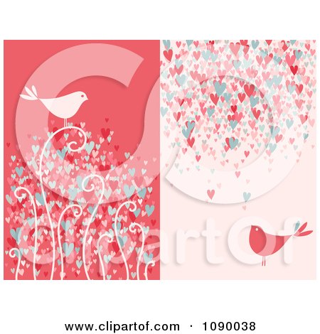 Free Bird Vector  on Clipart Red And Pink Bird And Heart Backgrounds   Royalty Free Vector