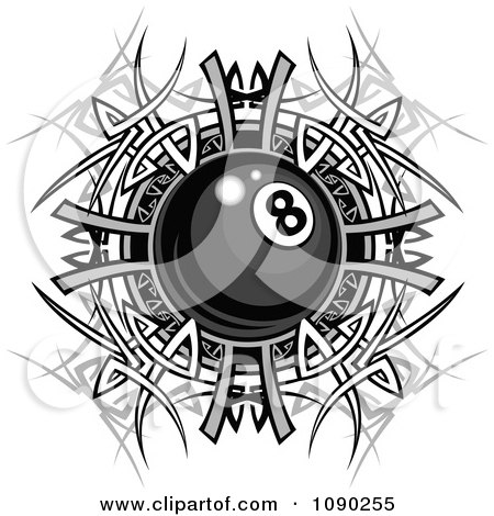 Billiards Eight Ball Over A Tribal Designs Posters Art Prints