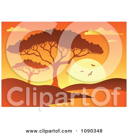 Clipart Orange African Dawn Or Sunset With A