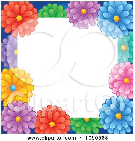 Space Wallpaper on Clipart Frame Of Colorful Daisy Flowers With White Copyspace   Royalty
