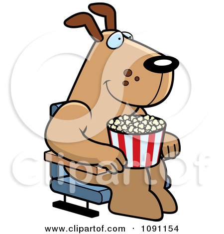 Movies  Theater on Clipart Happy Dog With Popcorn At The Movie Theater   Royalty Free