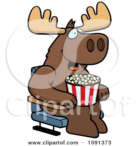 Movies  Theater on Clipart Happy Cat With Popcorn At The Movie Theater   Royalty Free