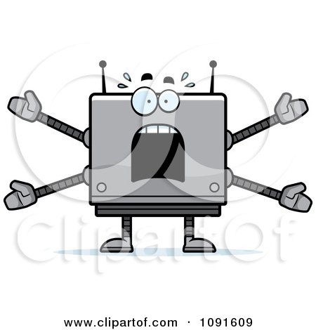 Clipart Scared Box Robot Royalty Free Vector Illustration by Cory Thoman