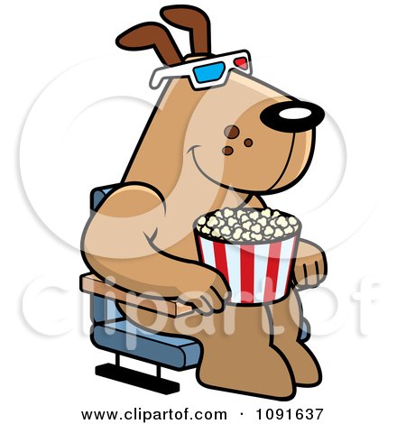 Movie Theather on Clipart Dog Eating Popcorn And Watching A 3d Movie At The Theater
