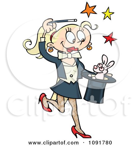 Rabbit Coloring Pages on Female Magician Performing The Rabbit In The Hat Trick    By Gnurf