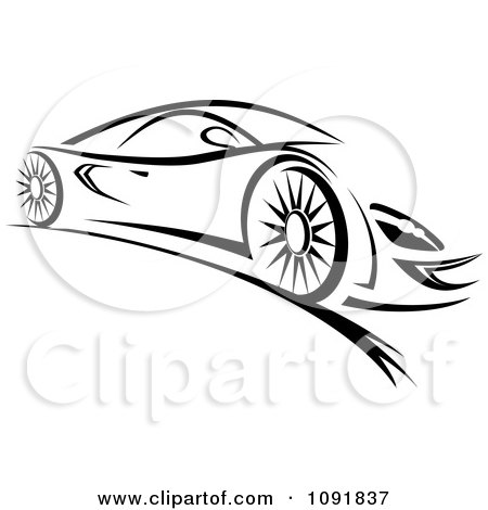 Black  White Love Pictures on Clipart Black And White Sleek Sports Car   Royalty Free Vector