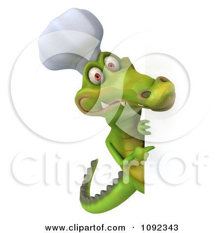 Crocodile Funny Sign on Clipart 3d Chef Crocodile Holding A Sign 4   Royalty Free Cgi
