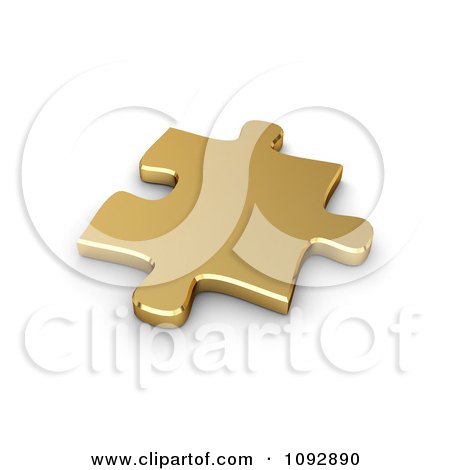 Clipart 3d Golden Jigsaw Puzzle Piece Royalty Free CGI Illustration by BNP