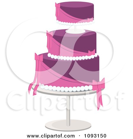 Clipart Layered Pink And Purple Wedding Cake Royalty Free Vector 