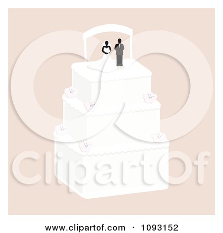 Clipart Layered Wedding Cake With A Bride And Groom Topper 5 Royalty Free 