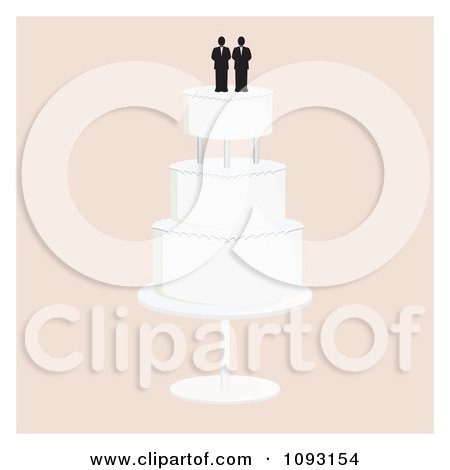 Clipart Layered Wedding Cake With A Gay Topper 4 Royalty Free Vector 