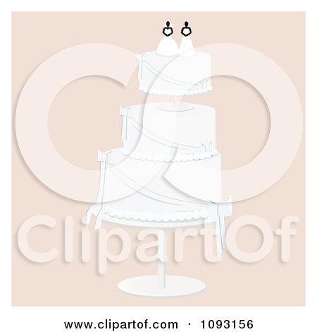 Clipart Layered Wedding Cake With A Lesbian Topper 3 Royalty Free Vector 