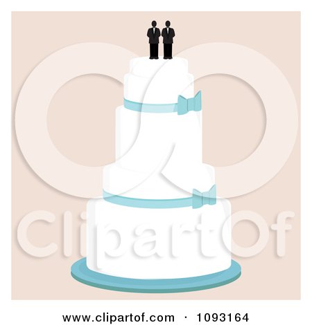 Clipart Layered Wedding Cake With A Gay Topper 1 Royalty Free Vector 