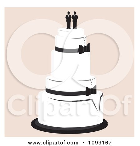 Clipart Layered Wedding Cake With A Gay Topper 2 Royalty Free Vector 
